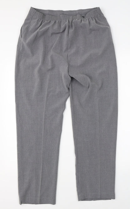Womens UK Size 14 Preworn Regular Fit Dress Pants Grey Trousers