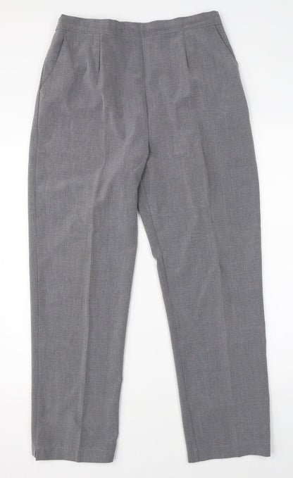 Womens UK Size 14 Preworn Regular Fit Dress Pants Grey Trousers
