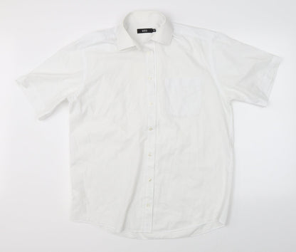 Mens UK Size 40 Marks & Spencer White  Button-Up Short Sleeve Casual Shirt