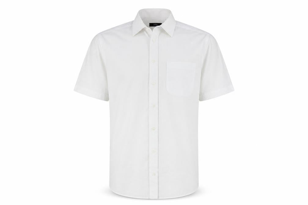 Mens UK Size 40 Marks & Spencer White  Button-Up Short Sleeve Casual Shirt