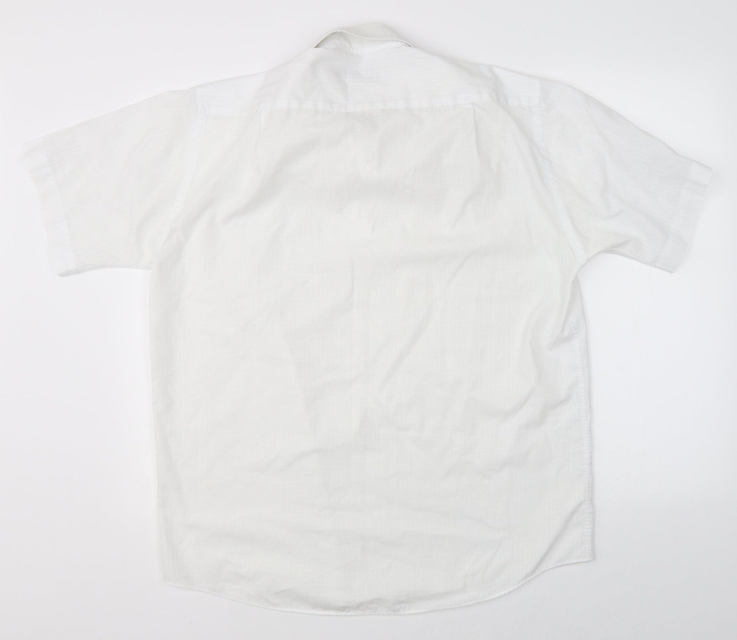 Mens UK Size 40 Marks & Spencer White  Button-Up Short Sleeve Casual Shirt