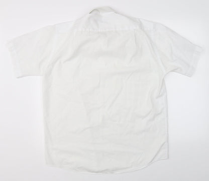 Mens UK Size 40 Marks & Spencer White  Button-Up Short Sleeve Casual Shirt