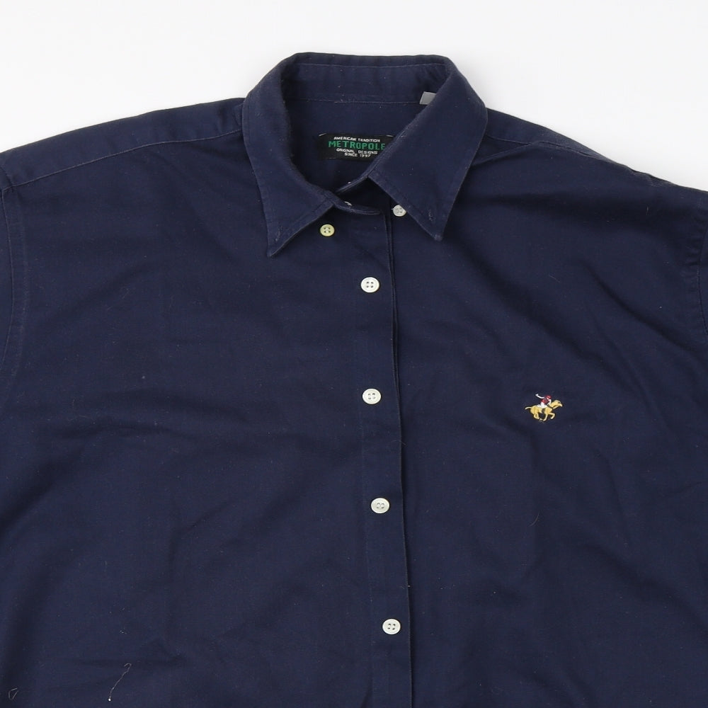 Mens UK Size M Metropol Blue  Button-Up Short Sleeve Casual Shirt