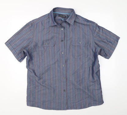 Mens UK Size L Marks & Spencer Blue  Button-Up Short Sleeve Casual Shirt
