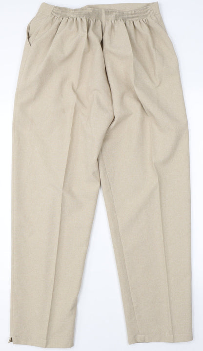 Womens UK Size 14 Preworn Regular Fit  Beige Trousers