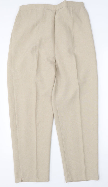 Womens UK Size 14 Preworn Regular Fit  Beige Trousers