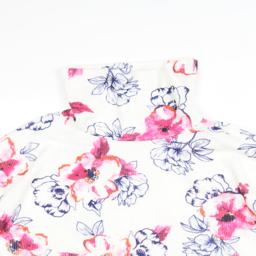 Love Leisure Womens White Floral  Pullover Jumper Size 14