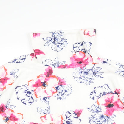 Love Leisure Womens White Floral  Pullover Jumper Size 14