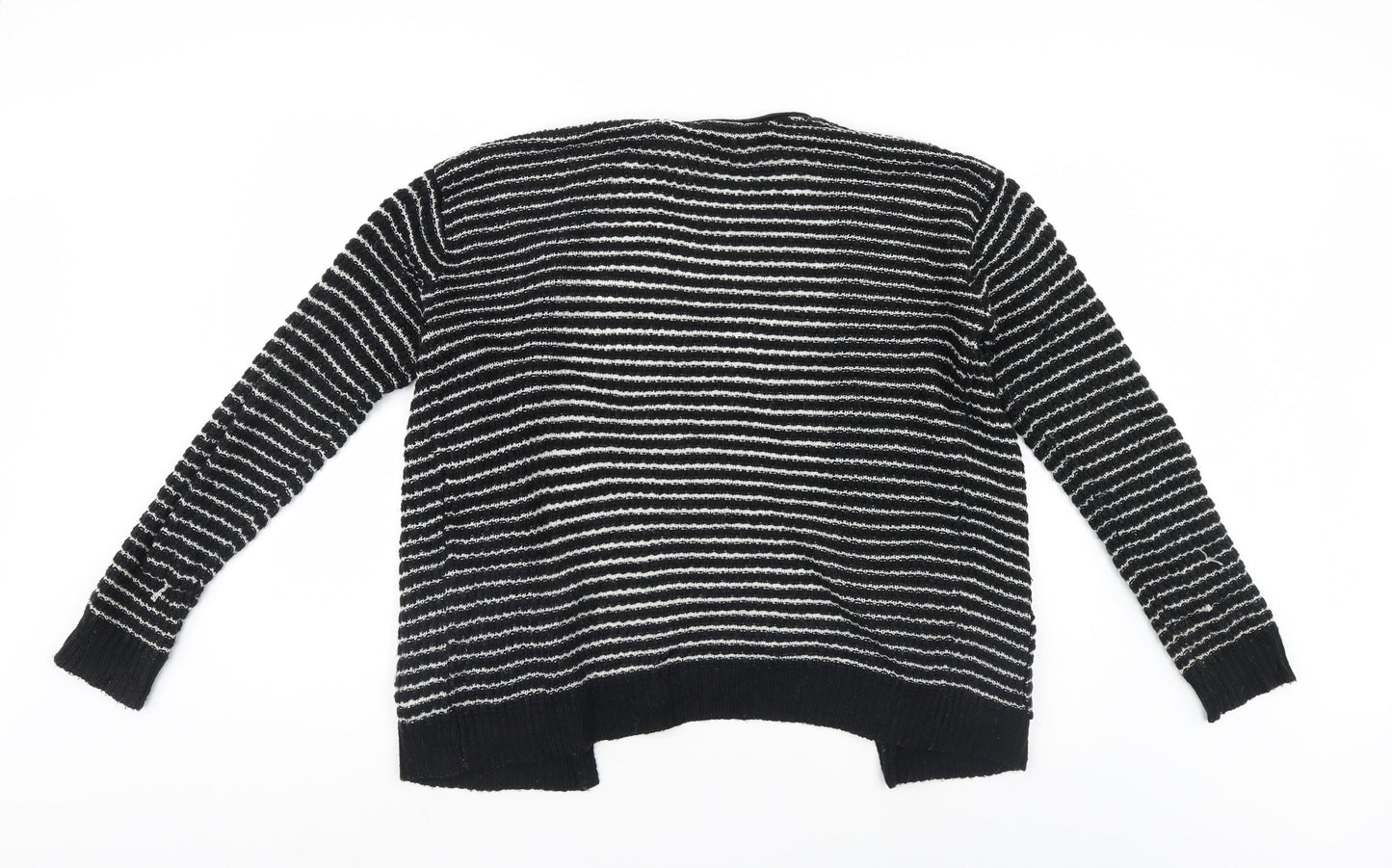 FOREVER 21 Womens Black Striped  Cardigan Jumper Size M