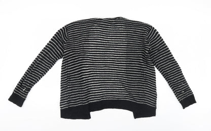 FOREVER 21 Womens Black Striped  Cardigan Jumper Size M