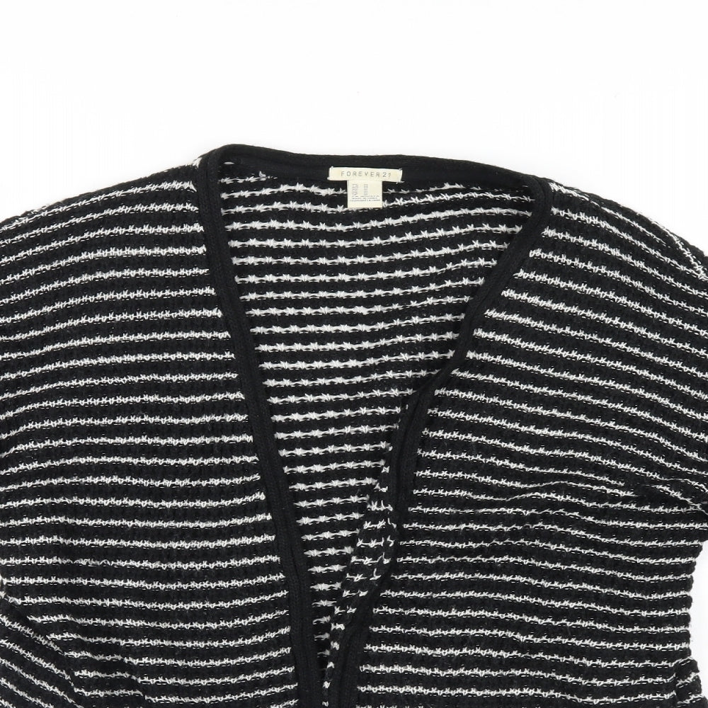 FOREVER 21 Womens Black Striped  Cardigan Jumper Size M