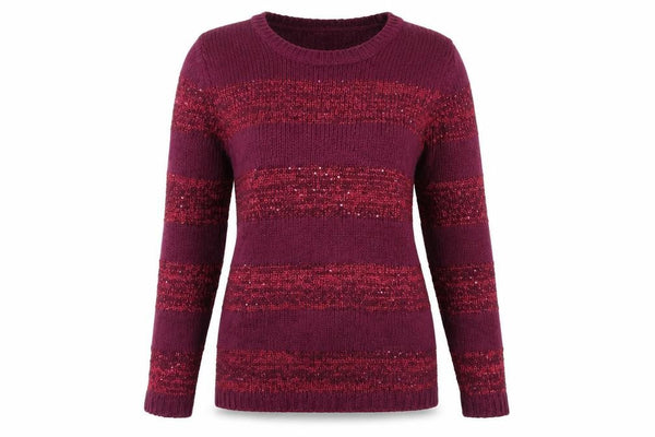 Isle Womens Purple Striped  Pullover Jumper Size 10
