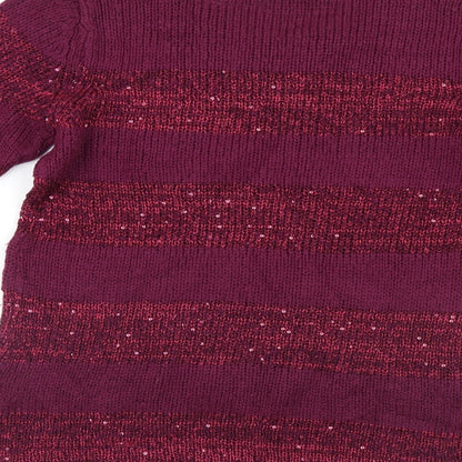 Isle Womens Purple Striped  Pullover Jumper Size 10
