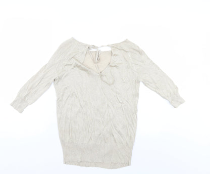 Womens UK Size 10 Phase Eight Gold Basic Blouse