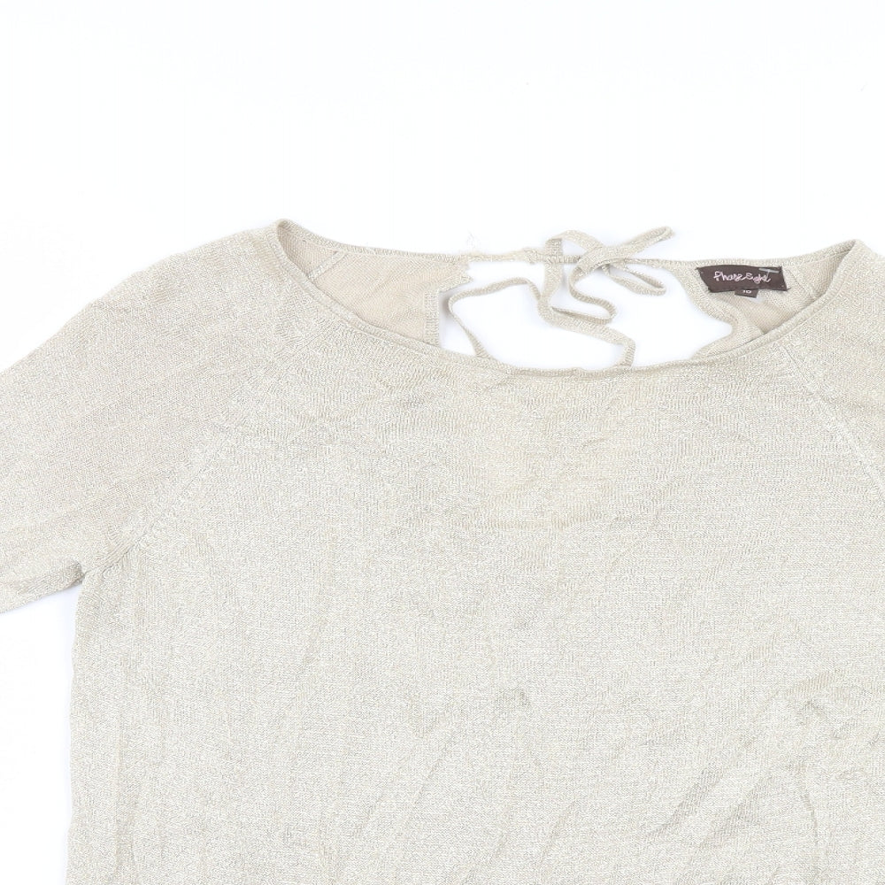 Womens UK Size 10 Phase Eight Gold Basic Blouse