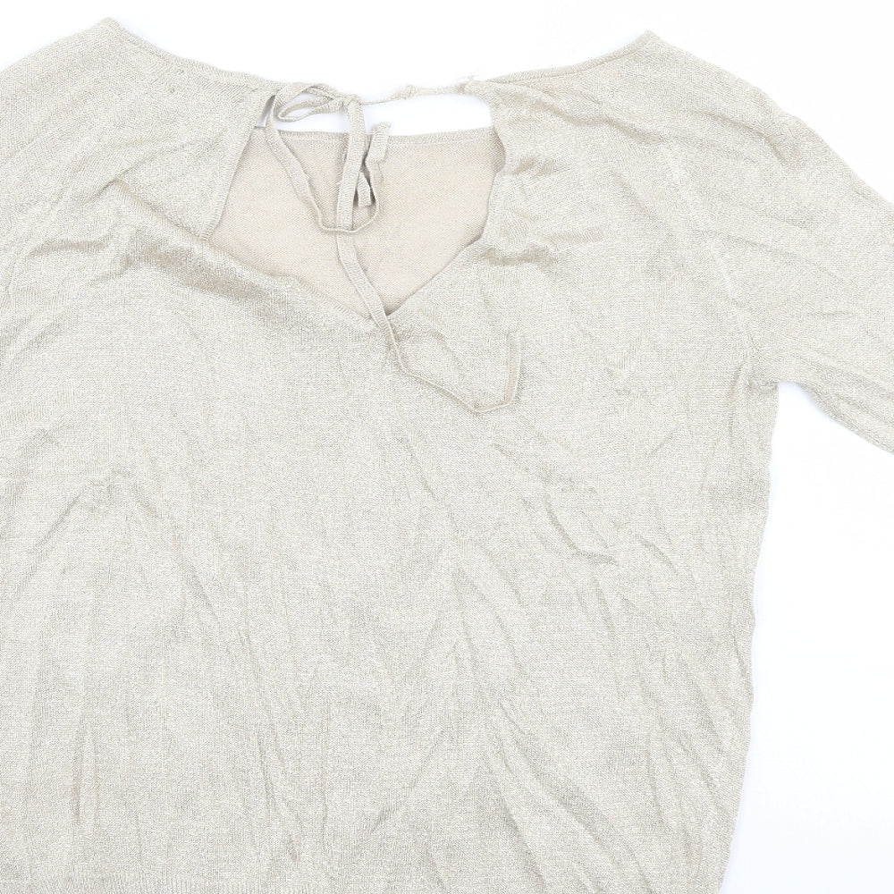 Womens UK Size 10 Phase Eight Gold Basic Blouse