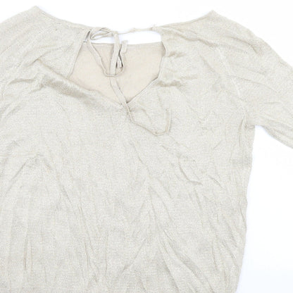 Womens UK Size 10 Phase Eight Gold Basic Blouse