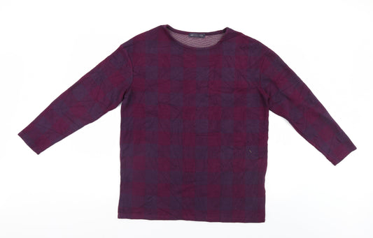 Marks & Spencer Womens Purple Check  Pullover Jumper Size 14