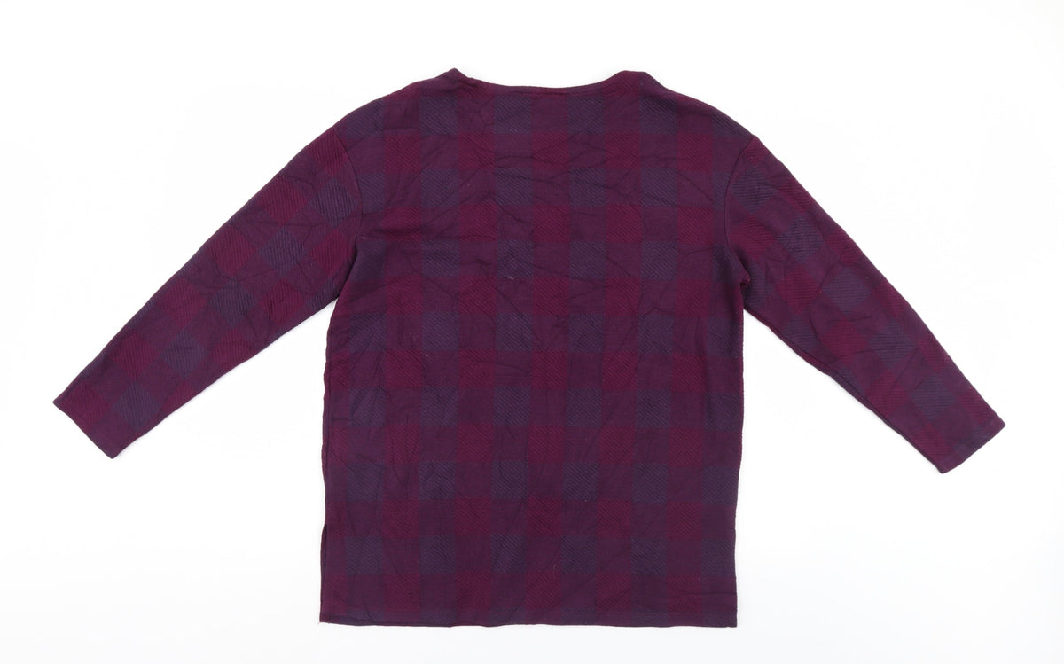 Marks & Spencer Womens Purple Check  Pullover Jumper Size 14