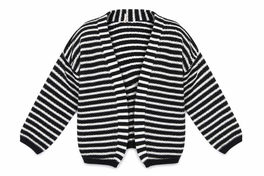 Sweewë Womens Black Striped Shrug Jumper Size S