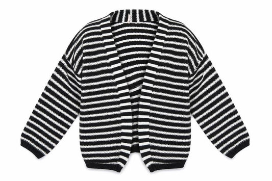 Sweewë Womens Black Striped Shrug Jumper Size S