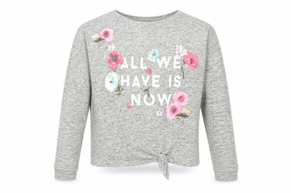 H&M Girls Grey Floral  Pullover Jumper Size 11-12 Years