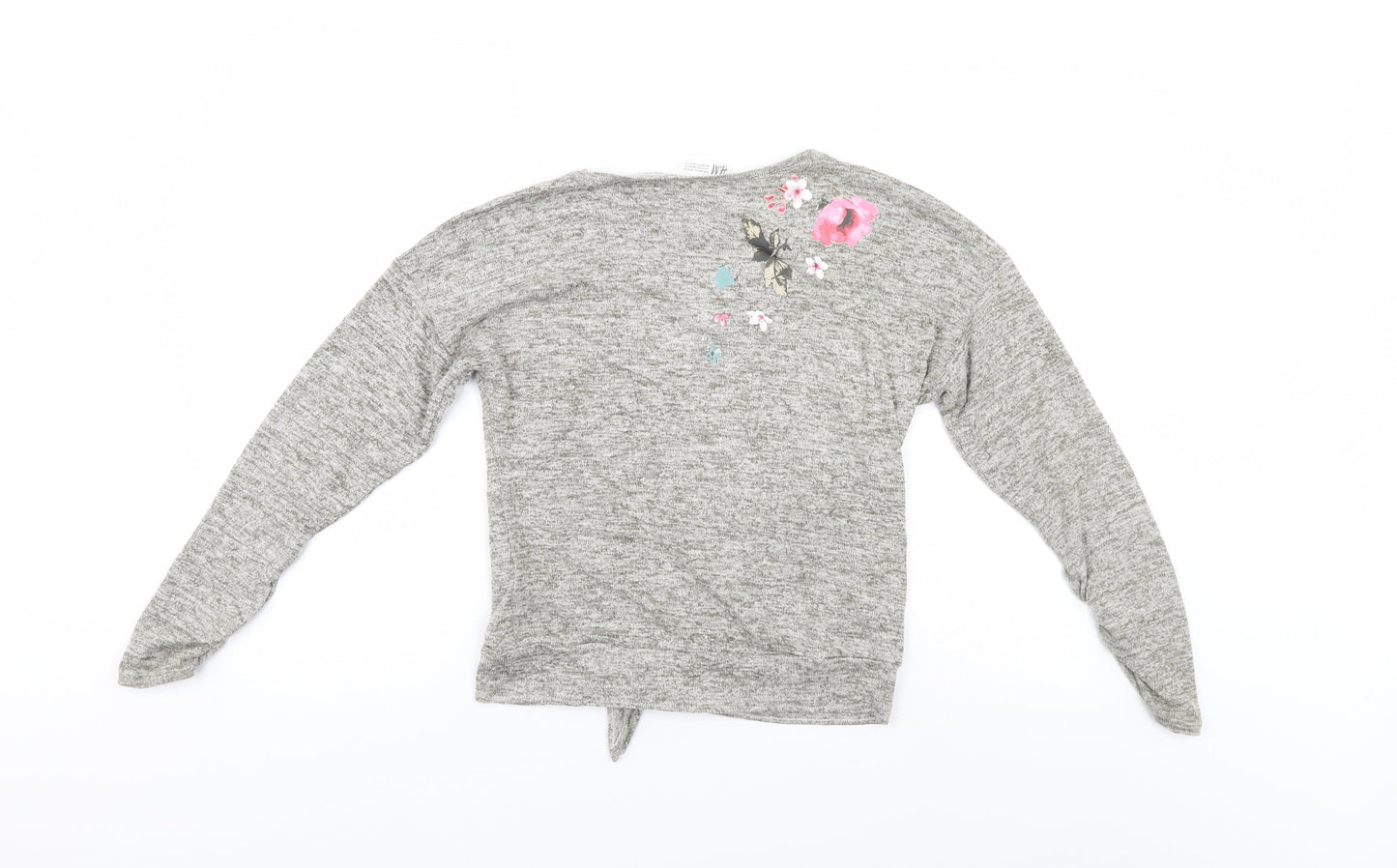 H&M Girls Grey Floral  Pullover Jumper Size 11-12 Years