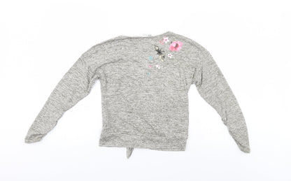 H&M Girls Grey Floral  Pullover Jumper Size 11-12 Years