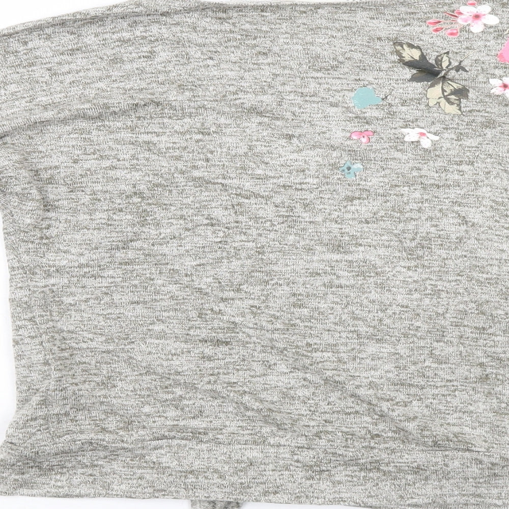H&M Girls Grey Floral  Pullover Jumper Size 11-12 Years