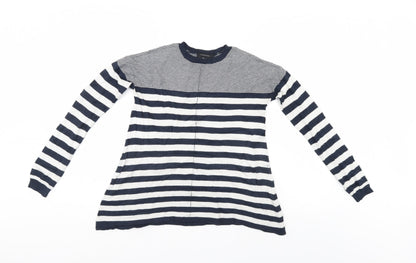 Additional front view of Atmosphere women’s blue striped jumper, size UK 8