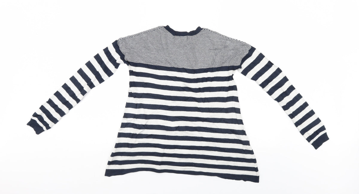 Back view of Atmosphere women’s blue striped jumper, size UK 8
