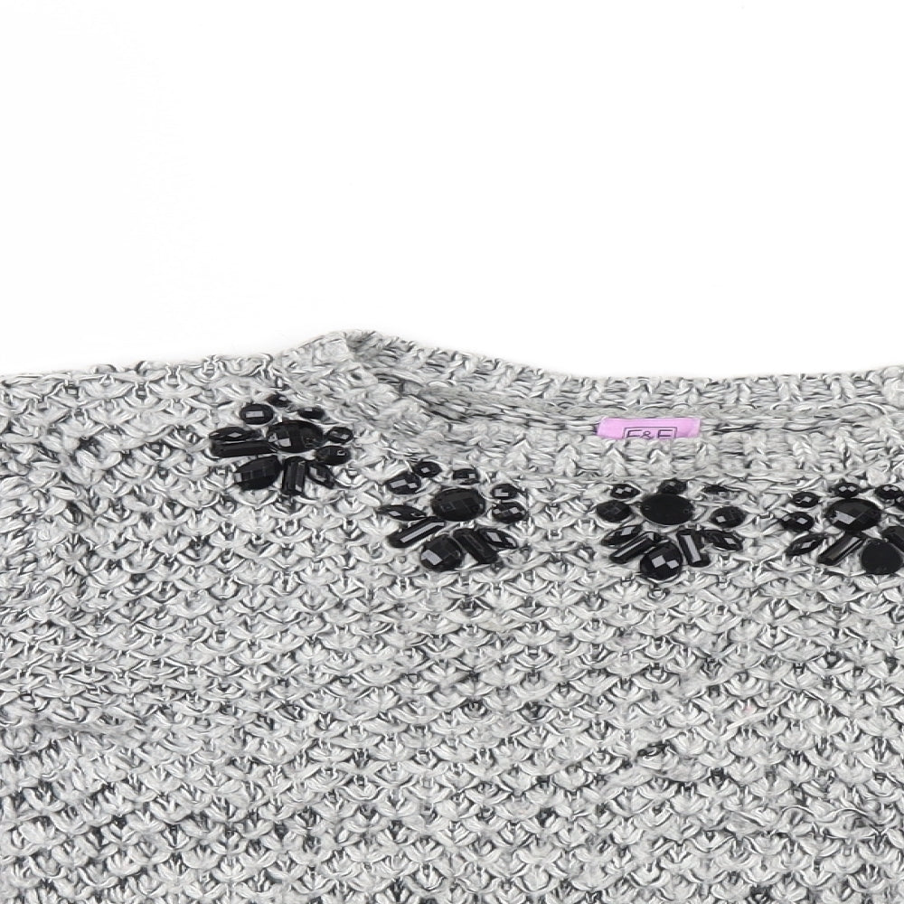 F&F Girls Grey   Henley Jumper Size 8-9 Years