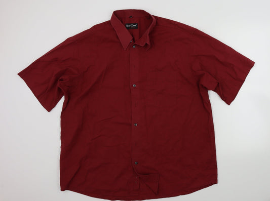 Mens UK Size 48 Mac Demarco Red  Button-Up Short Sleeve Casual Shirt