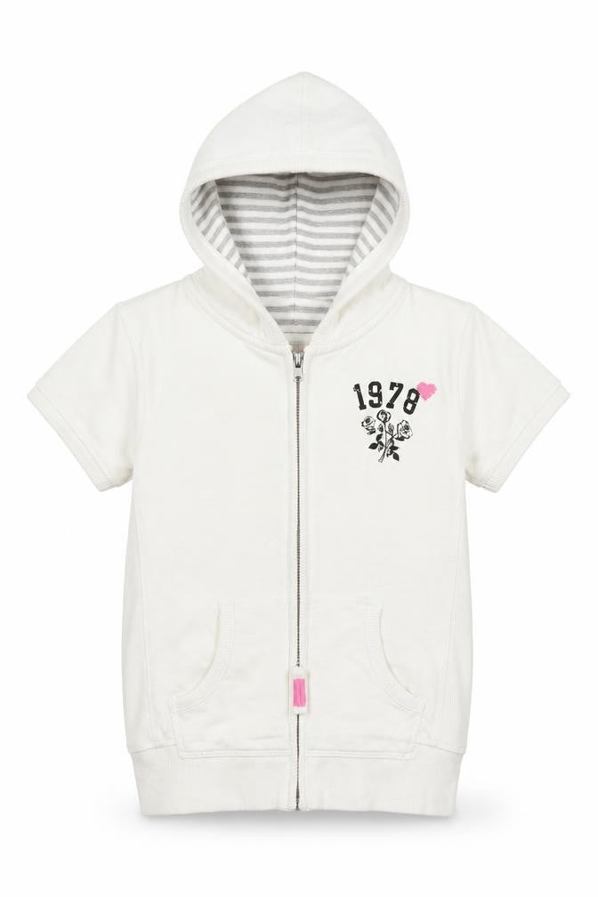 indego Girls White   Cardigan Hoodie Size 7-8 Years  - MOTIVE ON FRONT