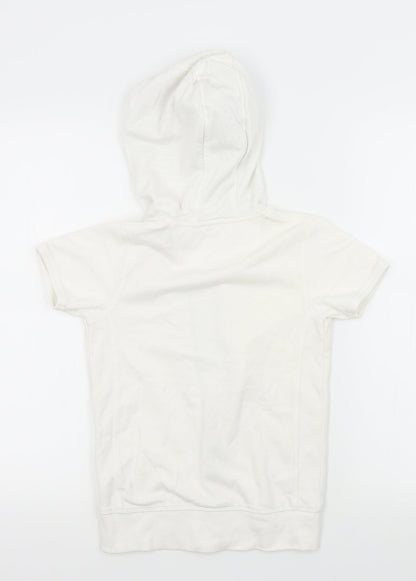 indego Girls White   Cardigan Hoodie Size 7-8 Years  - MOTIVE ON FRONT