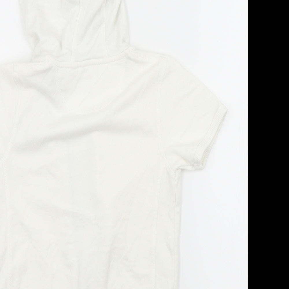 indego Girls White   Cardigan Hoodie Size 7-8 Years  - MOTIVE ON FRONT
