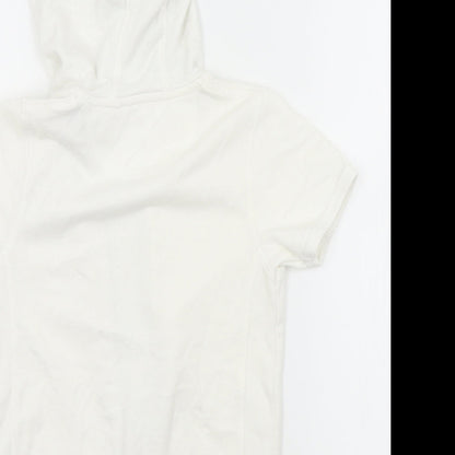 indego Girls White   Cardigan Hoodie Size 7-8 Years  - MOTIVE ON FRONT
