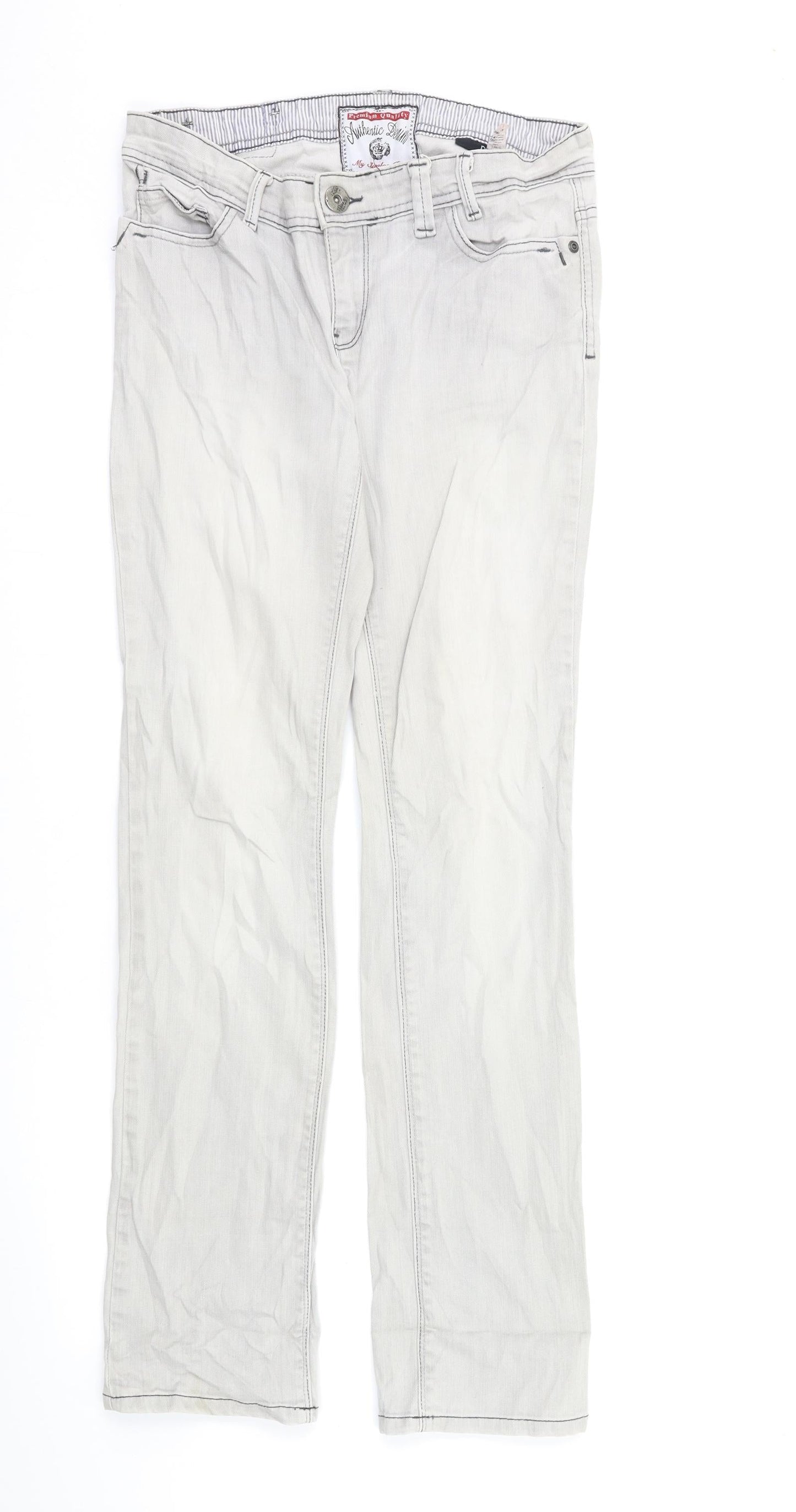 NEXT Womens Grey  Denim Straight Jeans Size 10 L30 in