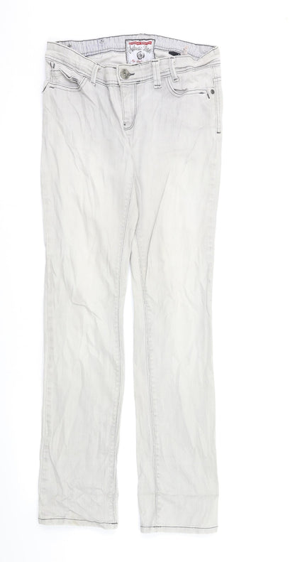 NEXT Womens Grey  Denim Straight Jeans Size 10 L30 in