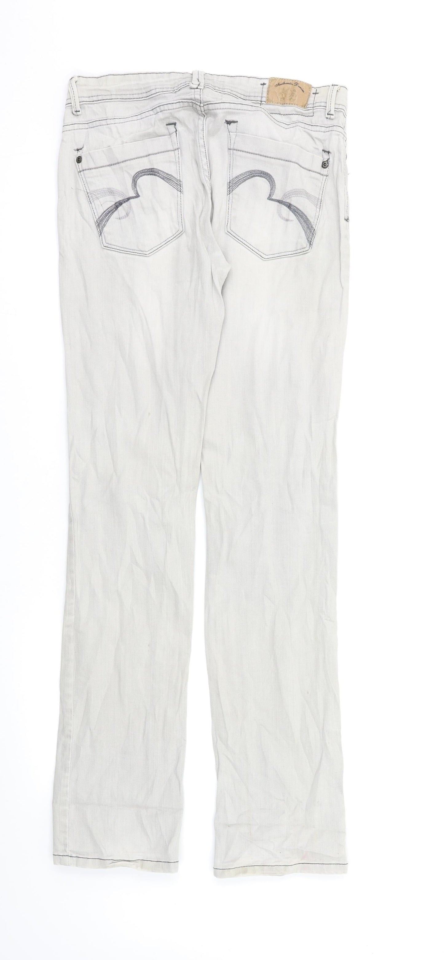 NEXT Womens Grey  Denim Straight Jeans Size 10 L30 in