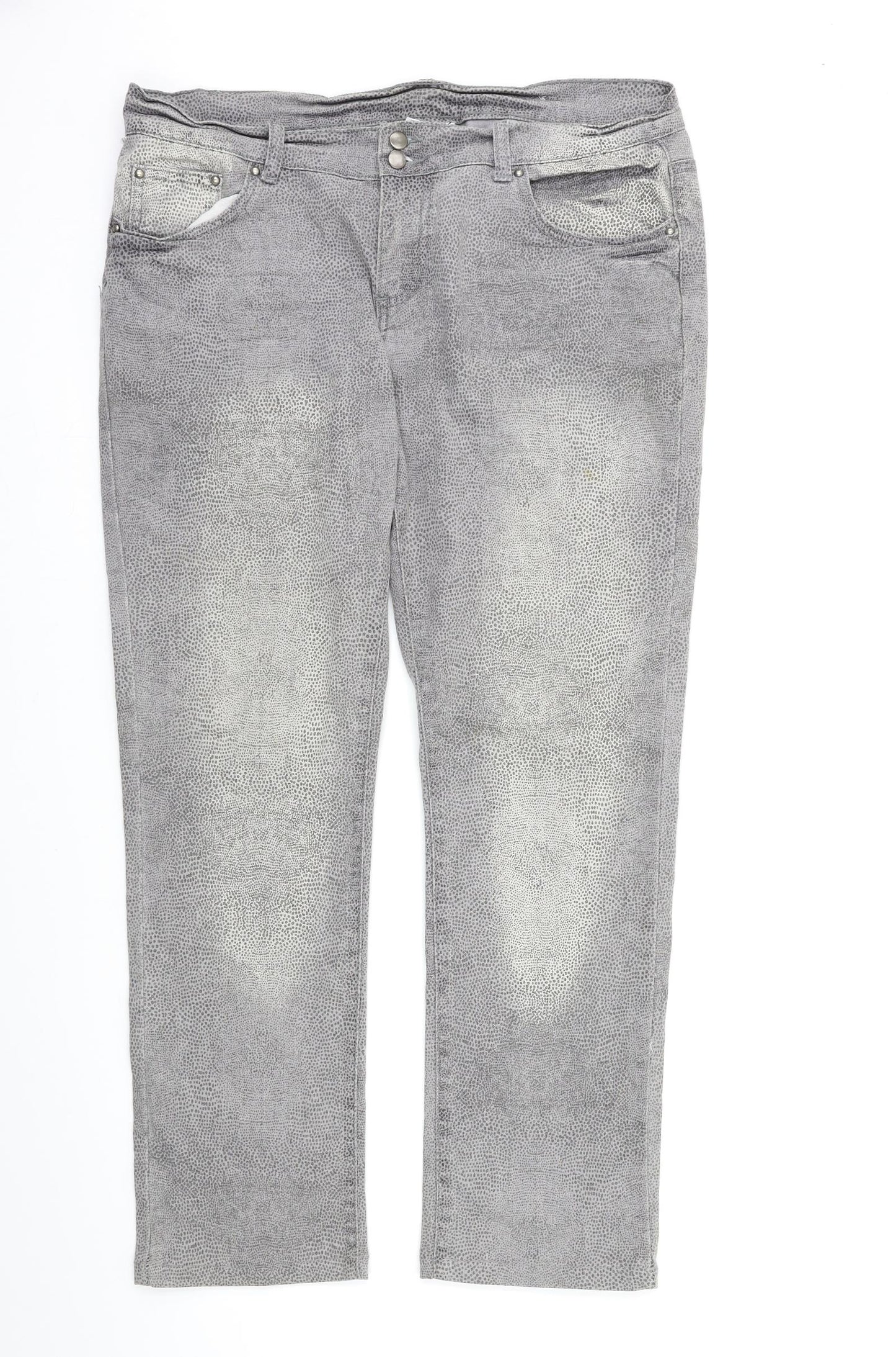 Womens UK Size 35 in OKAY Regular Fit Straight Grey Jeans