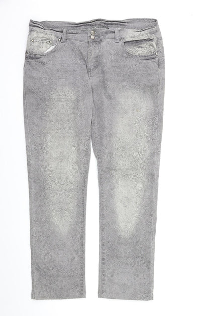 Womens UK Size 35 in OKAY Regular Fit Straight Grey Jeans
