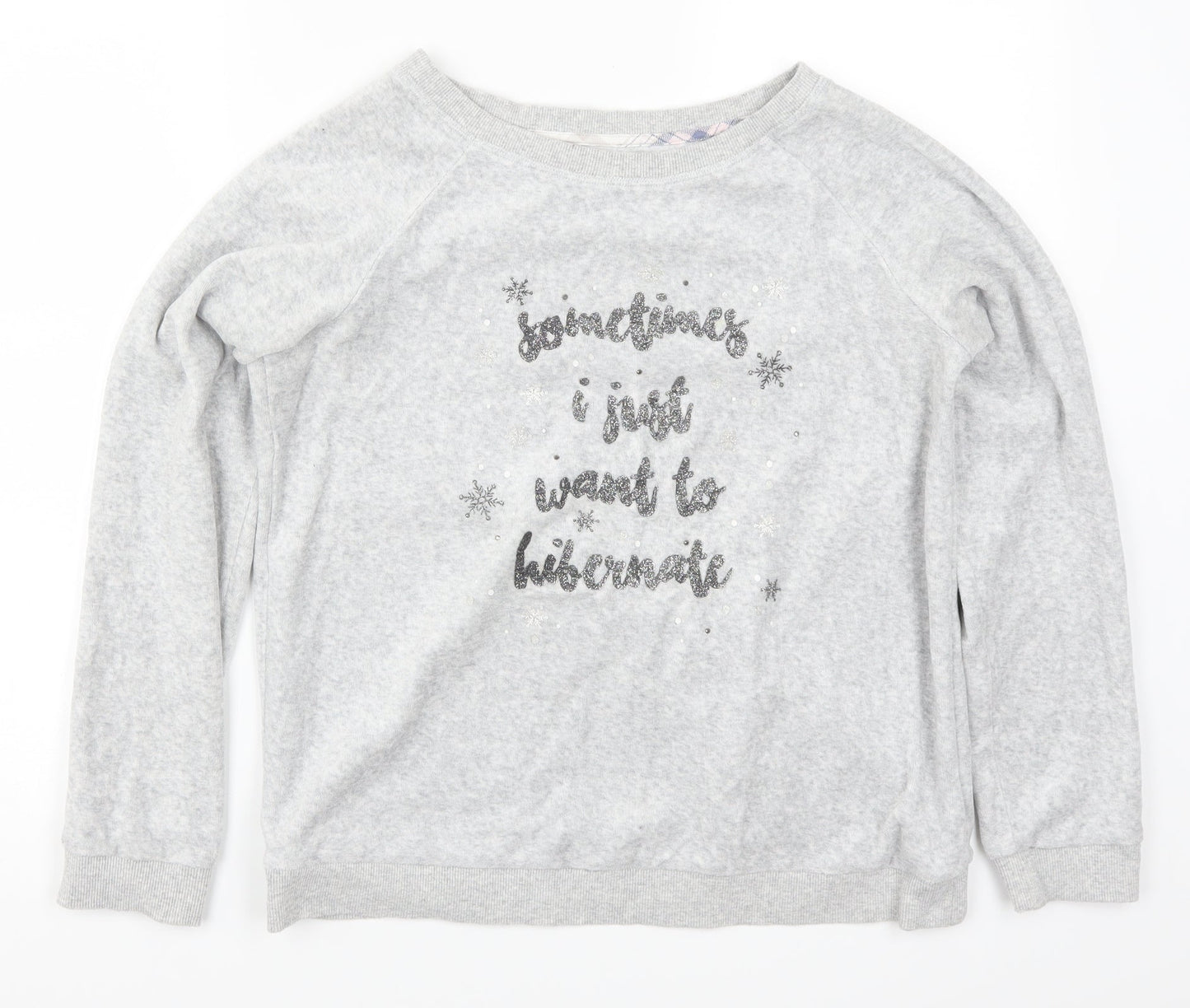 Matalan Womens Grey Solid  Top Pyjama Top Size S  - Sometimes I Just Want to Hibernate