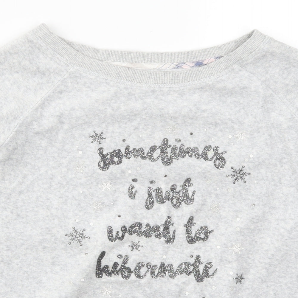 Matalan Womens Grey Solid  Top Pyjama Top Size S  - Sometimes I Just Want to Hibernate