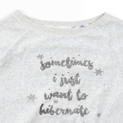 Matalan Womens Grey Solid  Top Pyjama Top Size S  - Sometimes I Just Want to Hibernate
