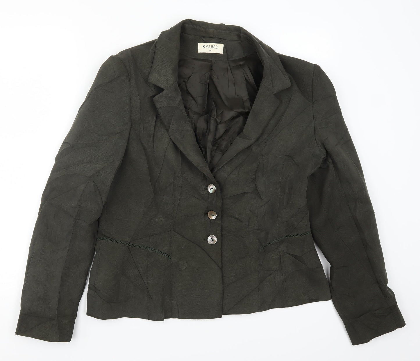Kaliko Womens Green   Jacket Suit Jacket Size 14