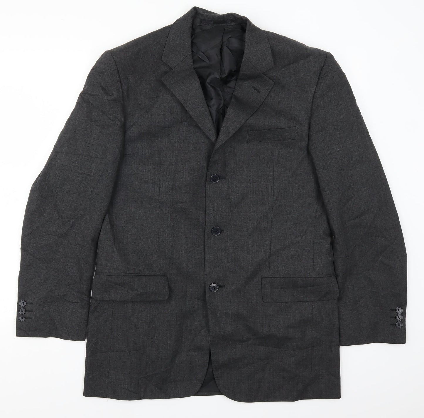 Mens UK Size 40 Pinstripe Regular Grey Suit Jacket