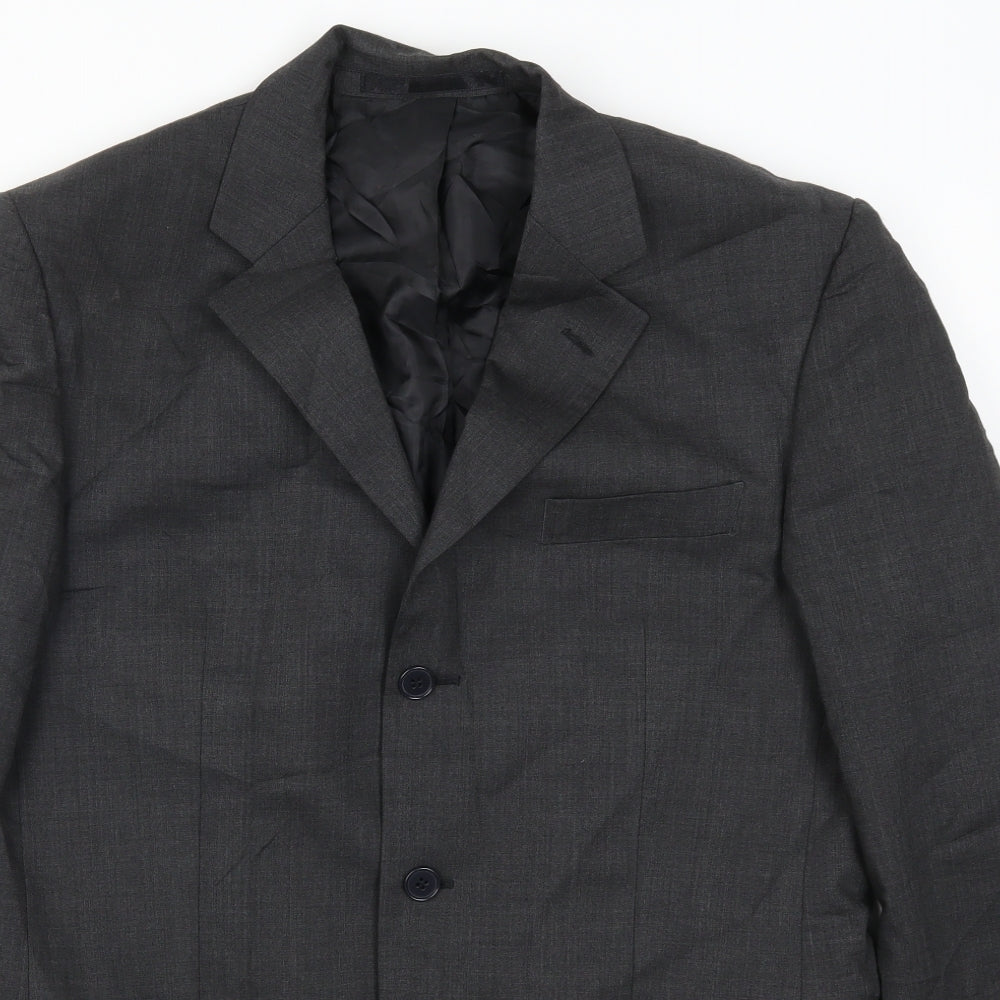 Mens UK Size 40 Pinstripe Regular Grey Suit Jacket