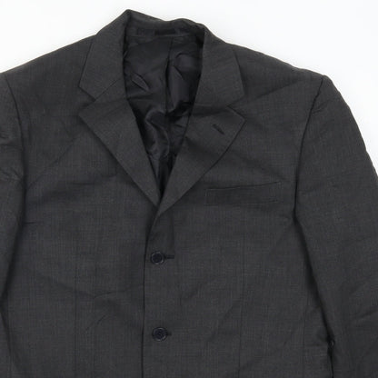 Mens UK Size 40 Pinstripe Regular Grey Suit Jacket
