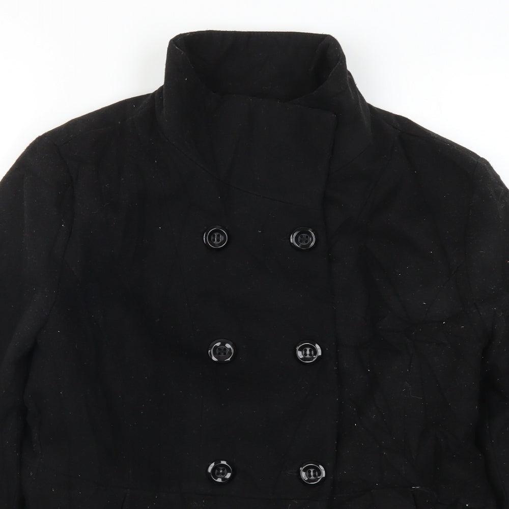 Womens UK Size L FOREVER 21 Black Pea Coat